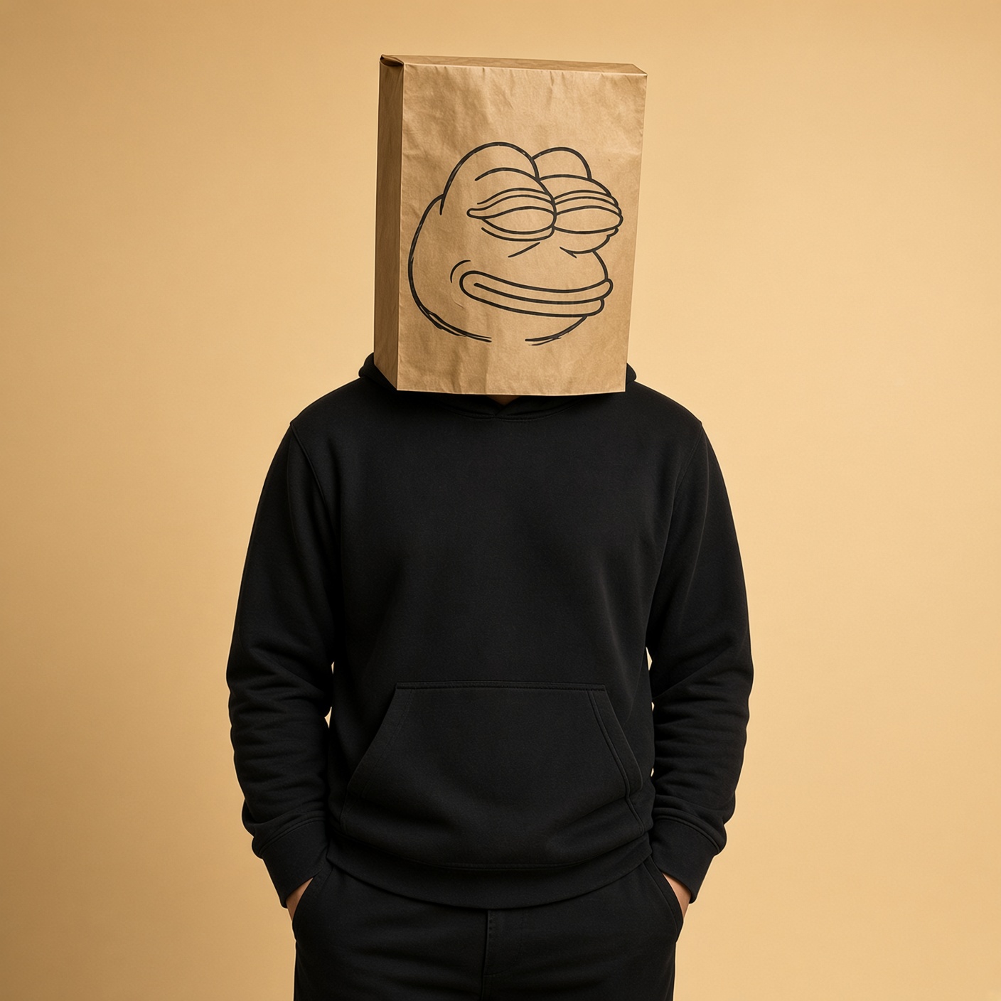 Halloween paper bag with Sharpie Pepe